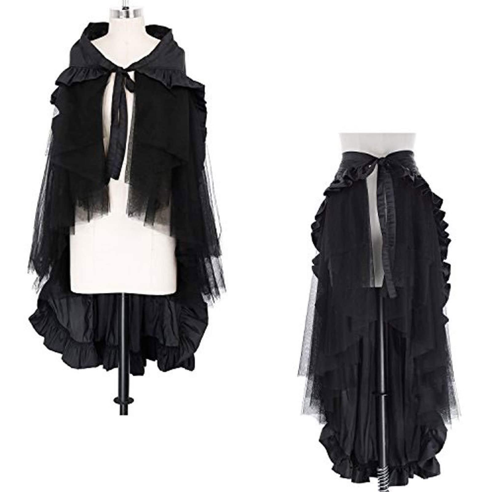 Gonna in pizzo asimmetrica nera vittoriana gotica da donna gotica steampunk gonna medievale maxi gonna vintage punk gonna lunga rinascimentale per cosplay costume da festa