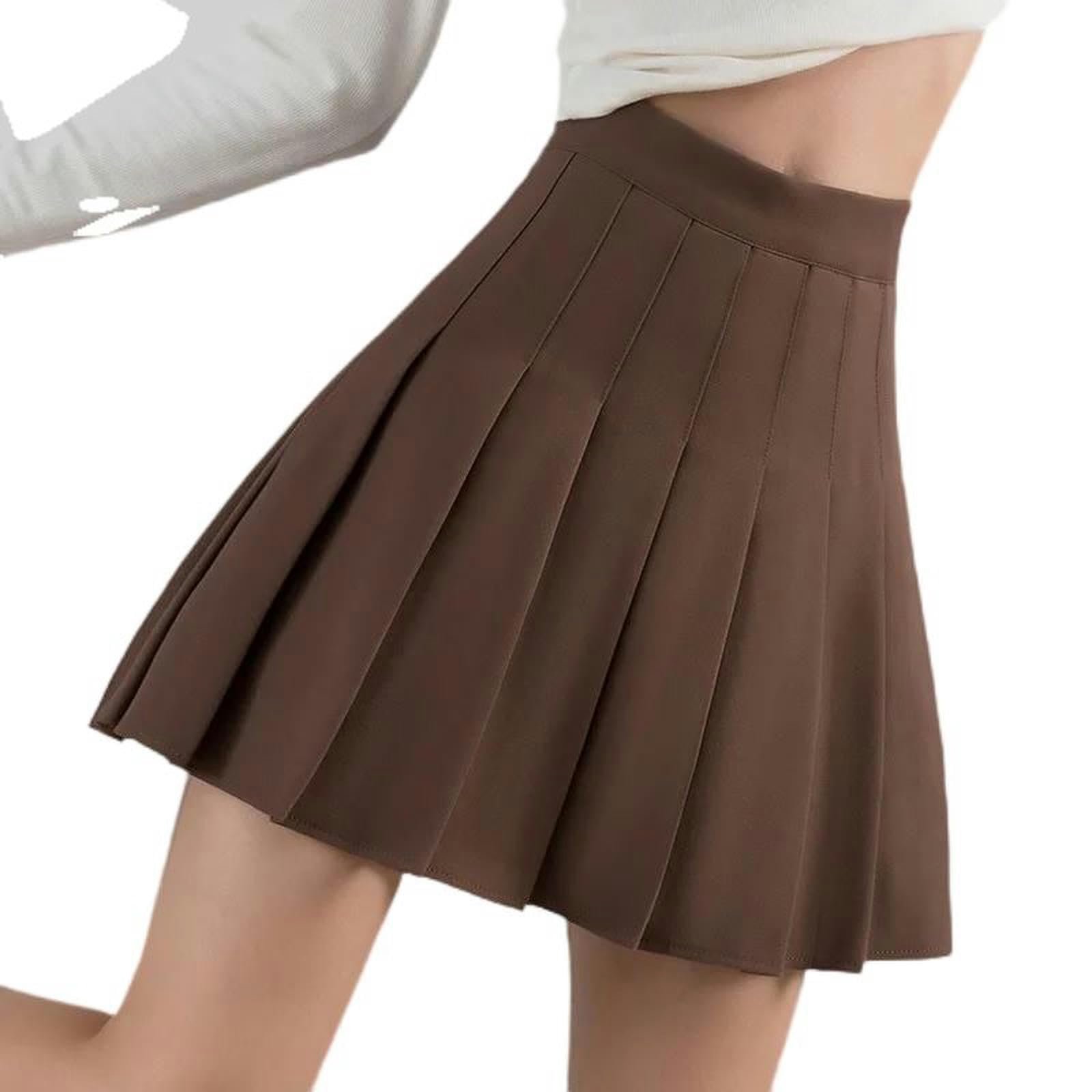 Dziewczęce damskie spodenki z podszewką z wysokim stanem gładka plisowana spódnica skater mundurki szkolne trapezowe Harajuku