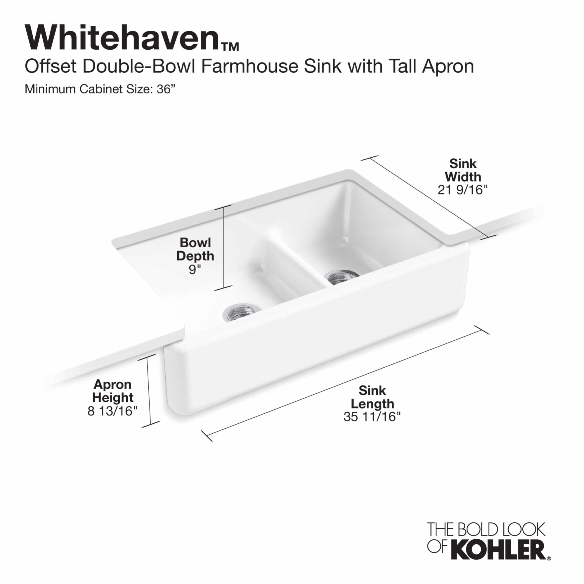 Amazon.com: KOHLER Whitehaven Farmhouse Smart Divide Self
