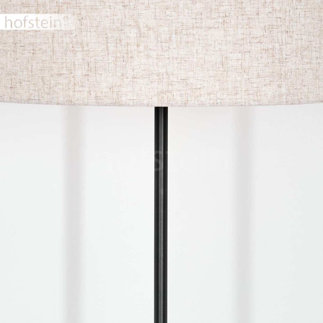 Stehleuchte Bassagoda, Stehlampe aus Metall/Stoff in Schwarz/Beige, Leuchte im skandinavischen Design mit rundem Schirm (Ø 40 cm) u. Fußschalter, Höhe 158 cm, 1 x E27, ohne Leuchtmittel