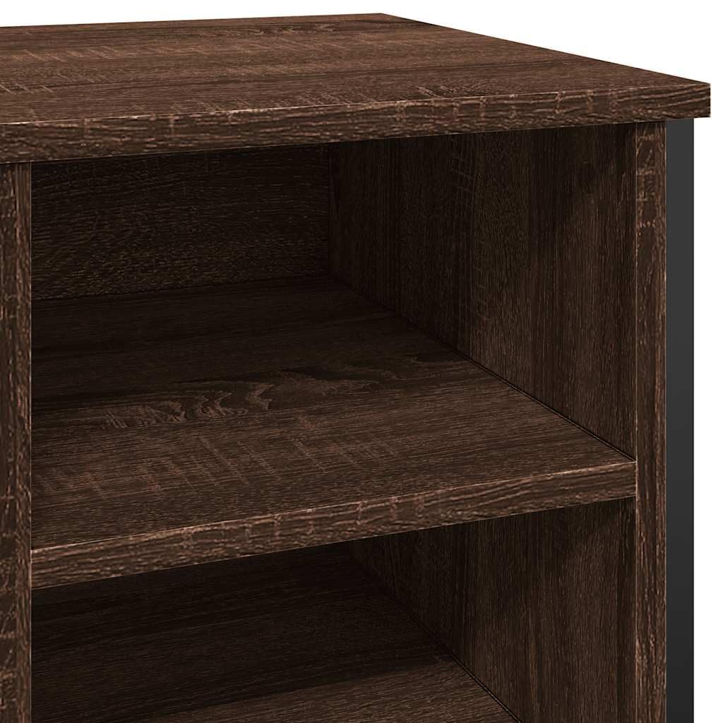 Regał na buty, brązowy, imitacja dębu, materiał drewnopochodny z metalowymi nogami, 90 x 38 x 61,5 cm, szafka na buty do przedpokoju, sypialni, przechowywanie i porządek z ławką do