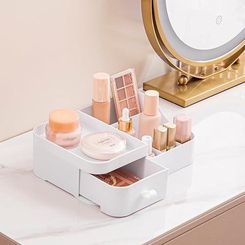 Miniatura 2 de HBlife Organizador de maquillaje de plástico para tocador con cajón, organizador grande para el cuidado de la piel, 8 compartimentos, organizador de