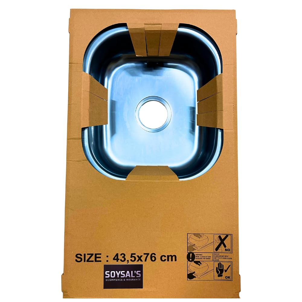 Evier Inox 1 Bac en acier inoxydable 76 x 43,5 cm – Évier encastrable – Avec siphon, trou de robinet et égouttoir