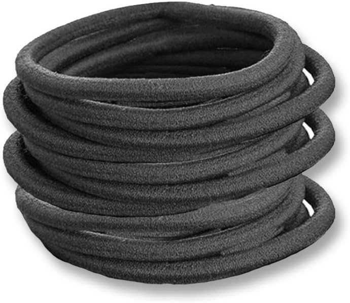 Lizzy 12 x Black Thick Elastic Hair Bands Hair Bobbles Hair Bands for