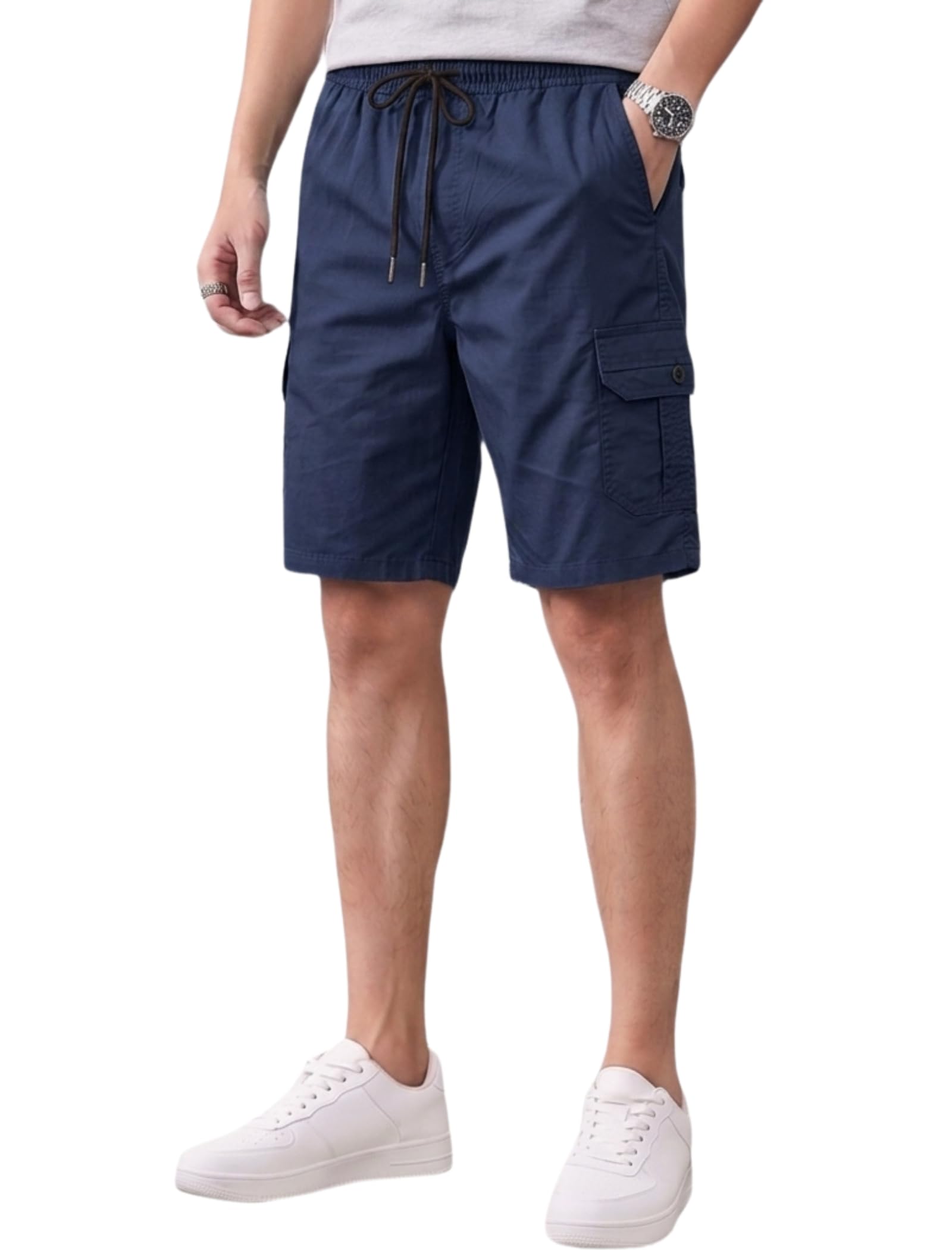 Men's Cotton Shorts with Pockets Knee Length Regulat Fit and Solid Pattern | Shorts for Mans Regular | Cotton Short Pant for Mens 3/4 Short Tights for Casual-image-38