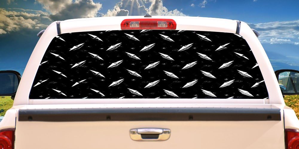 SignMission Black Steel�Rear Window Graphic Back Truck Decal SUV View Thru Vinyl
