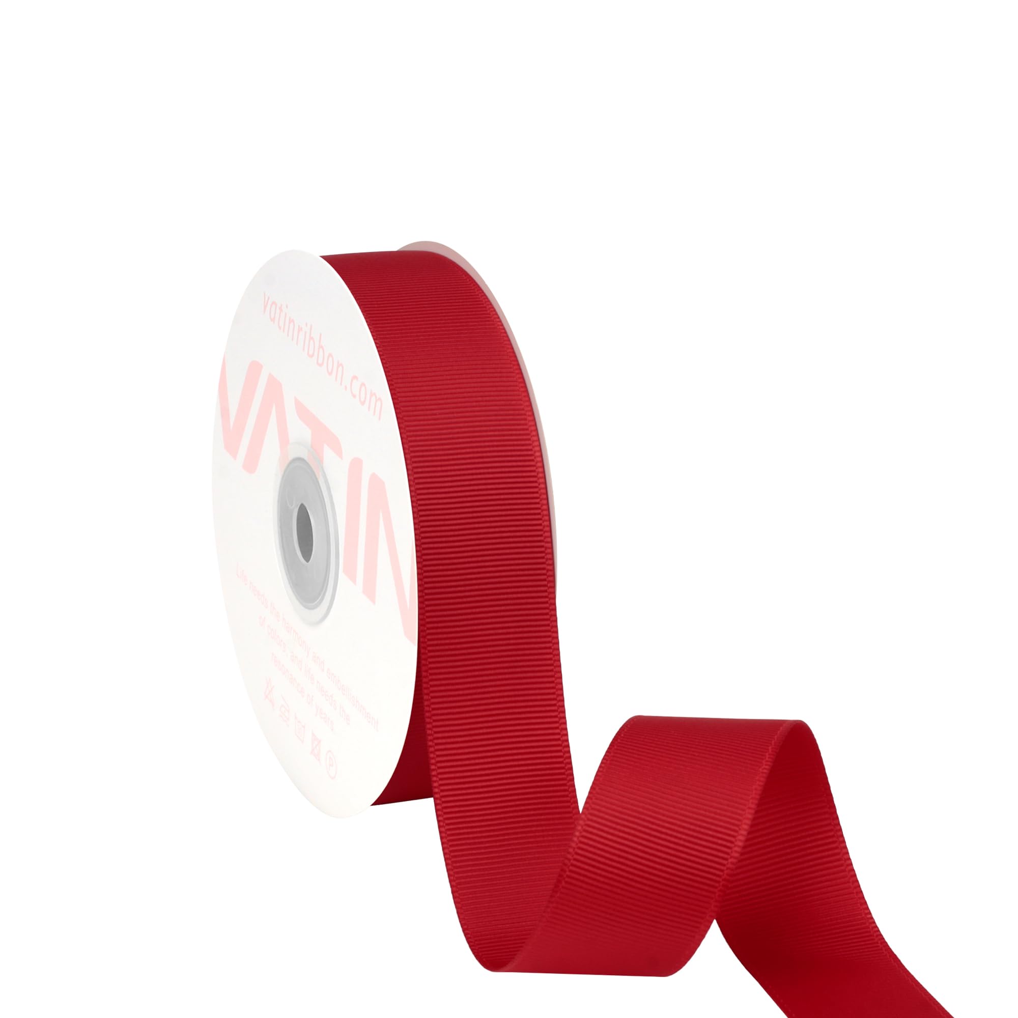 VATIN Red Grosgrain Ribbon, 25mm X 22m, Red Polyester Grosgrain Ribbon,Use for Bows DIY Hair Accessories Gift Wrapping