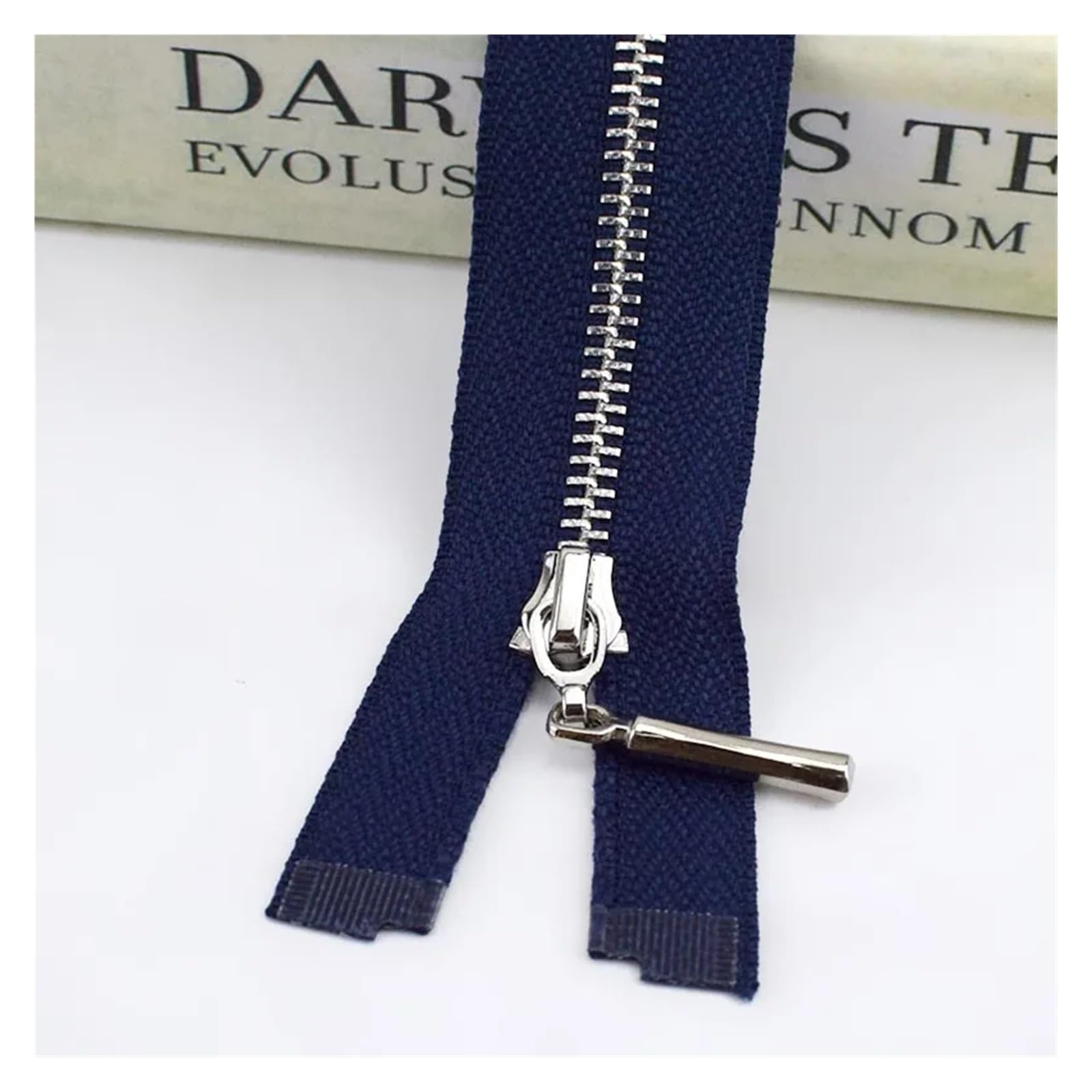 Duty Single Slider Zip, 3 Metal Zipper Silver Teeth Multicolor 15-70cm 2/5 Pcs(Blue,OPEN-END-50CM-5PCS)
