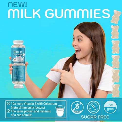 Miniatura 6 de Gomitas de calostro para niños y adultos mayores | Gomitas de proteína de leche de calostro con complejo de vitamina B | Sin azúcar, 60 unidades