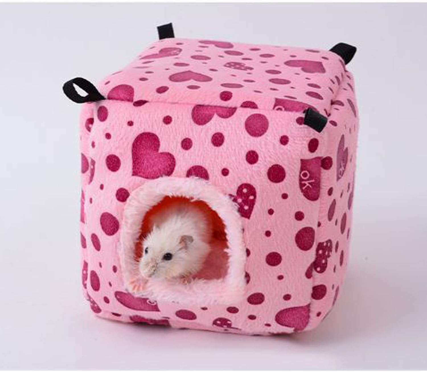 Hitasi 小動物用 ケージハウス ふわふわ ハムスター ゲージ 可愛い小屋 方形の寝袋 鳥巣箱 ハムスター ハリネズミ モルモット チンチラ ハウス ハンモック 寝袋 防寒 保温 柔らかい 暖かい 可愛い 休憩所 冬用 水洗い可能 防寒春秋冬用 寒さ対策 ペットベッド M ピンクの
