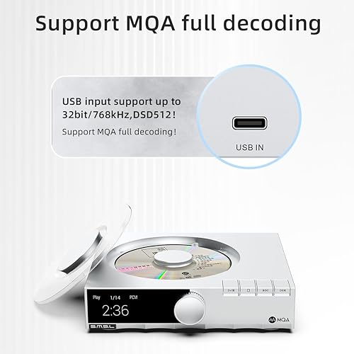 Miniatura 5 de S.M.S.L PL200T MQA-CD Referencia Transporte Digital Modos de potencia triple, precisión antivibración 32bit768kHz DSD512 entrada y salida de reloj