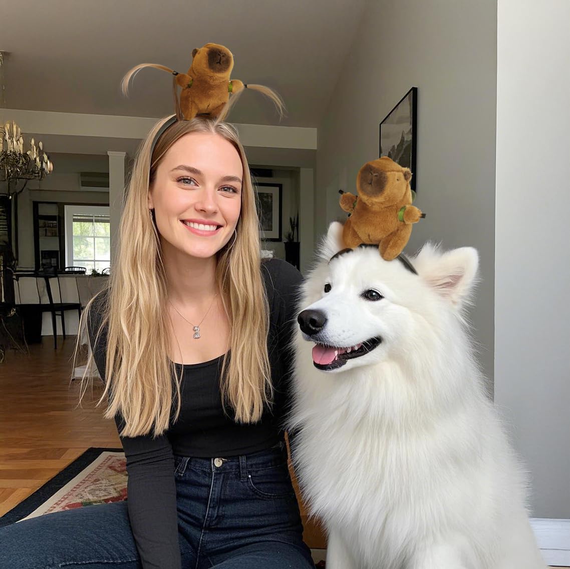 UQJE Adult Capybara Headband Funny Stuffed Capybara Hairband Cute Plush Hairpin Headwear Accessories - Image 4