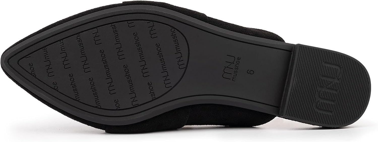 MUSSHOE Mules for Women with Bow Knot: Pointed Toe Flats - Cloud-Cushion Suede Backless Loafers for Office & Casual Wear - Wide-Fit Friendly Slip On Slides with Memory Foam - Image 6