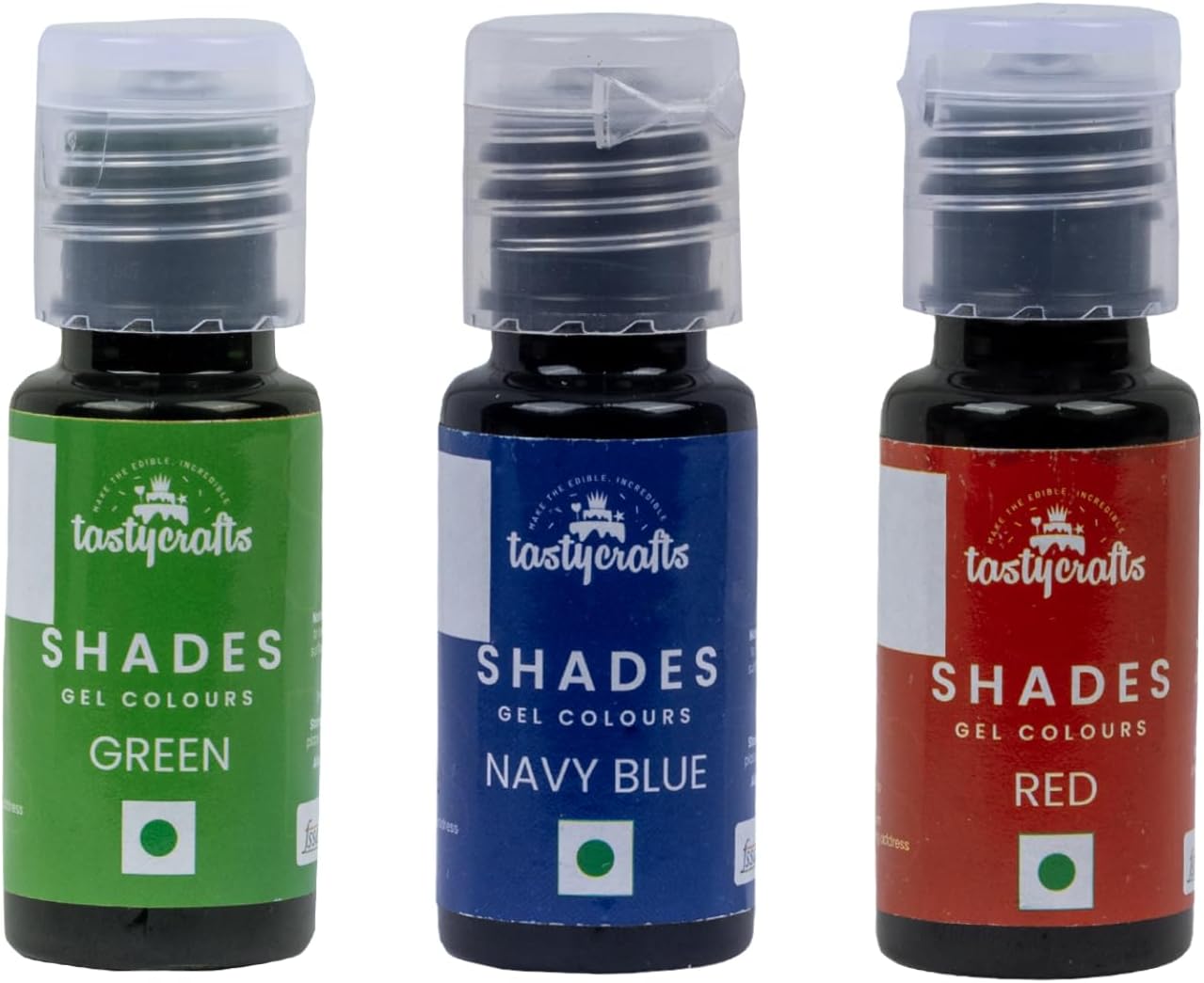 Edible Concentrated Gel Colours for Cake Decorating, | Shades | Food Colouring for Icing, Cakes Decor, Baking, Fondant | Foods Dye Colour | Combo of Green, Blue and Red - Pack of 3
