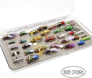 YZD Trout Fly Fishing Flies Collection Dry Wet Nymph Fly Assortment with Fly Box Flyfishing Flys Lures 12/16/18/22/36 Kits (Premium Fly selections)