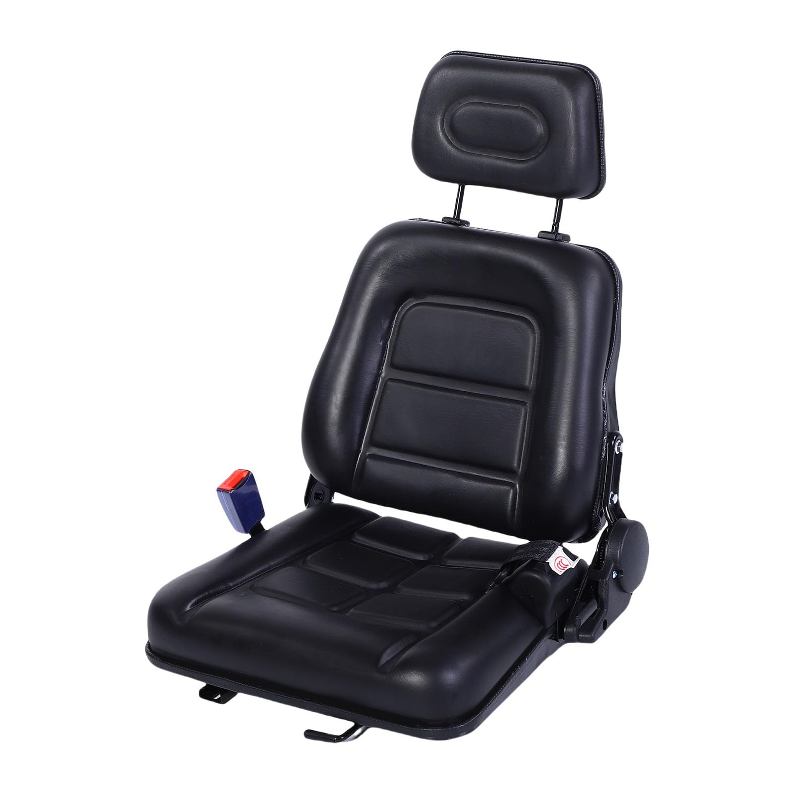 Jeffergarden Sedile per Trattore Universale Sedile per Carrello Elevatore in Pelle PVC con Schienale Regolabile Binario di Scorrimento da 30 a 180 Gradi 3,15 Pollici per Tosaerba Skid Loader Terna
