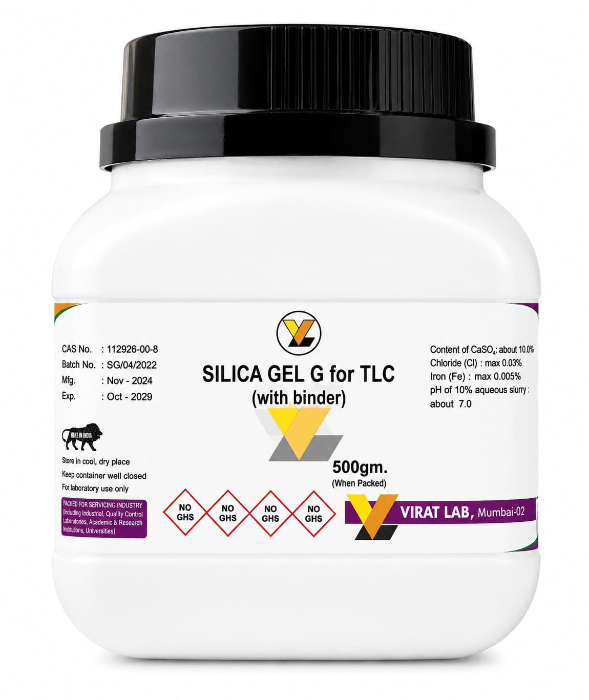 silica gel g for tlc 500g with binder | lab testing use, research purpose, tlc grade, with binder