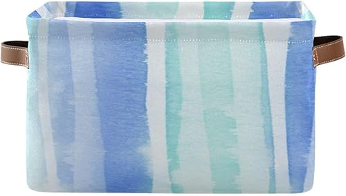 Miniatura 1 de Organizador de armario de tela duradera con diseño de rayas azules y verdes para niños, paquete de 2