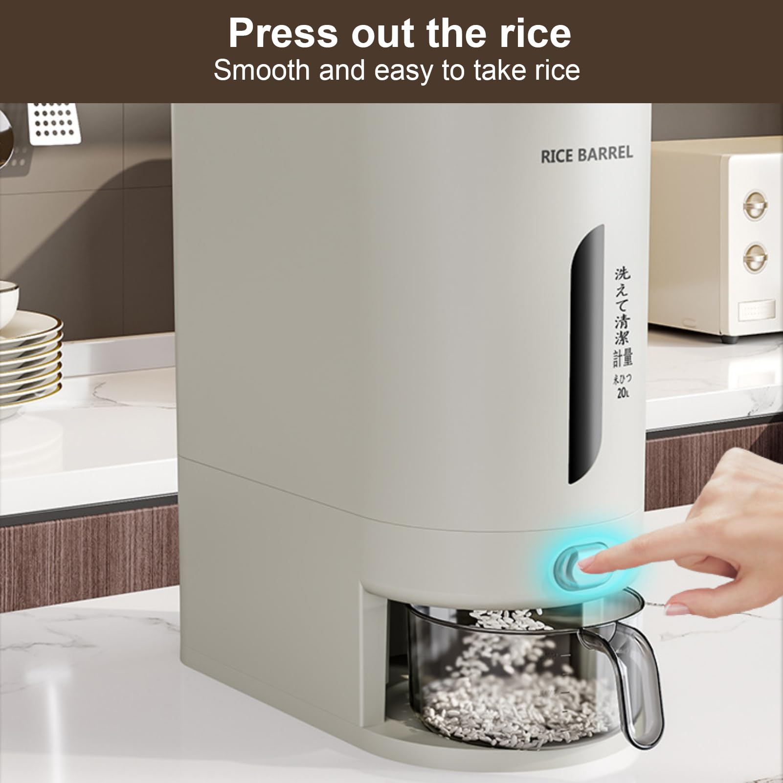 Contenedor Arroz 10L/20L Hermético Anti-Insectos Sin BPA - Dispensador | Cereales con Taza Medidora | Bote Almacenamiento Legumbres Pasta Harina Ahorra Espacio Vertical Cocina Despensa Organizador