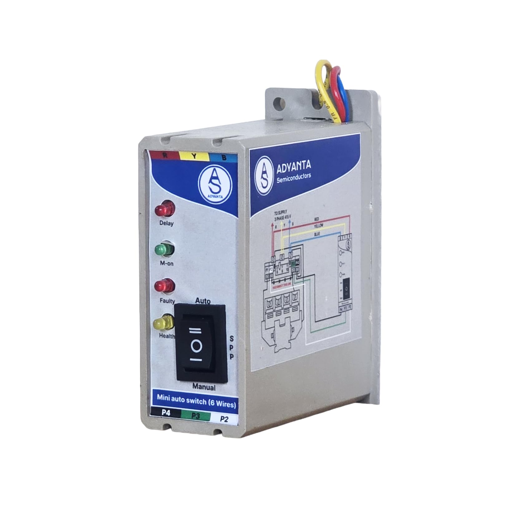 Mini Auto Switch (6 Wires), 3 Phase, DOL, Motor Controller with Status Indicators, Cream-picture-29