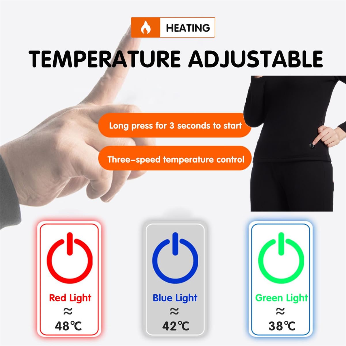 Ropa Interior térmica con 20 Zonas y 3 temperaturas Regulables. Ropa Interior de Exterior para climas fríos