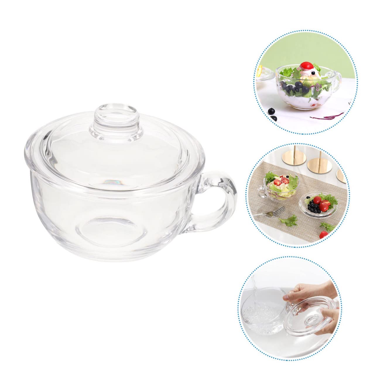 COLLBATH Tazón de Leche de Vidrio Tazón de Avena de Cocina para Desayuno Transparente para Usar la Cocina para Cereales Sopa y Fideos