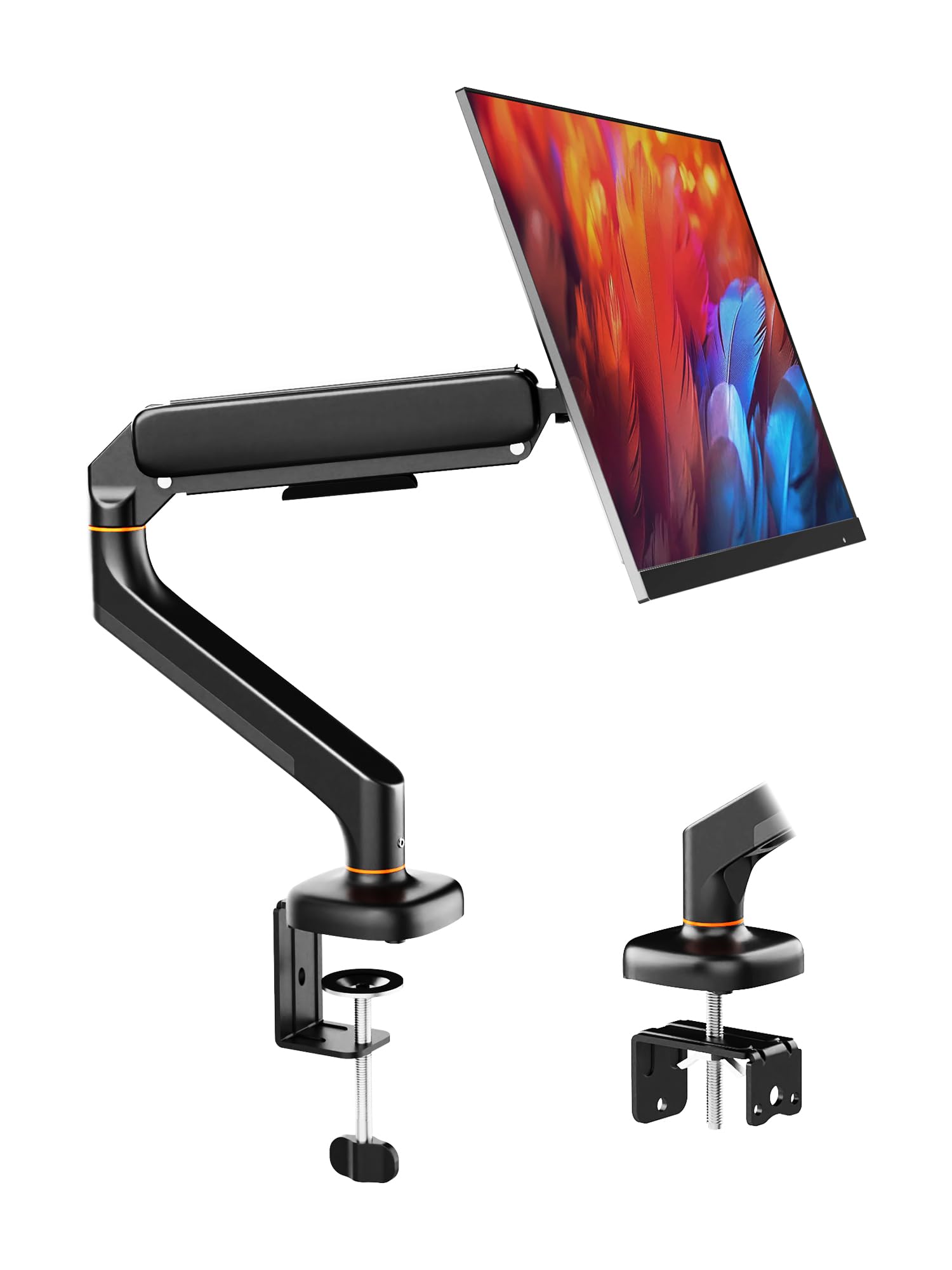Ibergrif Soporte de Monitor Escritorio para Pantallas de 13-32 Pulgadas, Brazo de Monitor Ajustable en Altura con Muelle de Gas, Inclinación, Giratorio, Rotar, Gestión de Cables, VESA 75/100mm -Negro