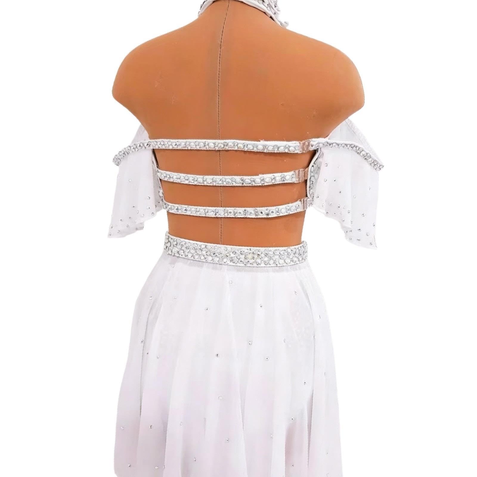 Costume danza lirica 2 pezzi donna ragazza con strass e pizzo