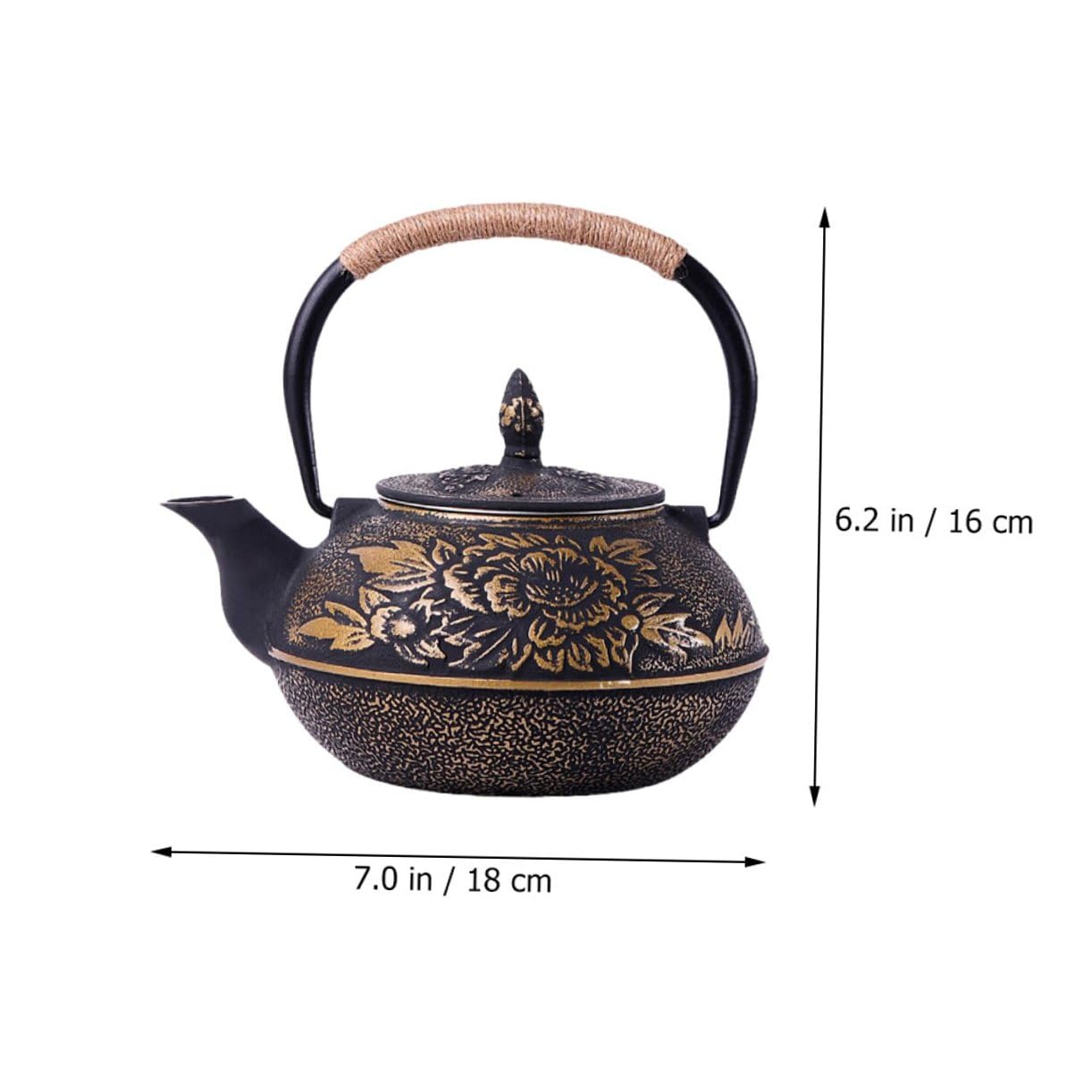 Tetera Decorativa de Hierro Fundido 900ml Estilo Peonía | Vertido Fácil, Diseño Ligero, 900ml de Capacidad, Apta para Oficinas y Restaurantes