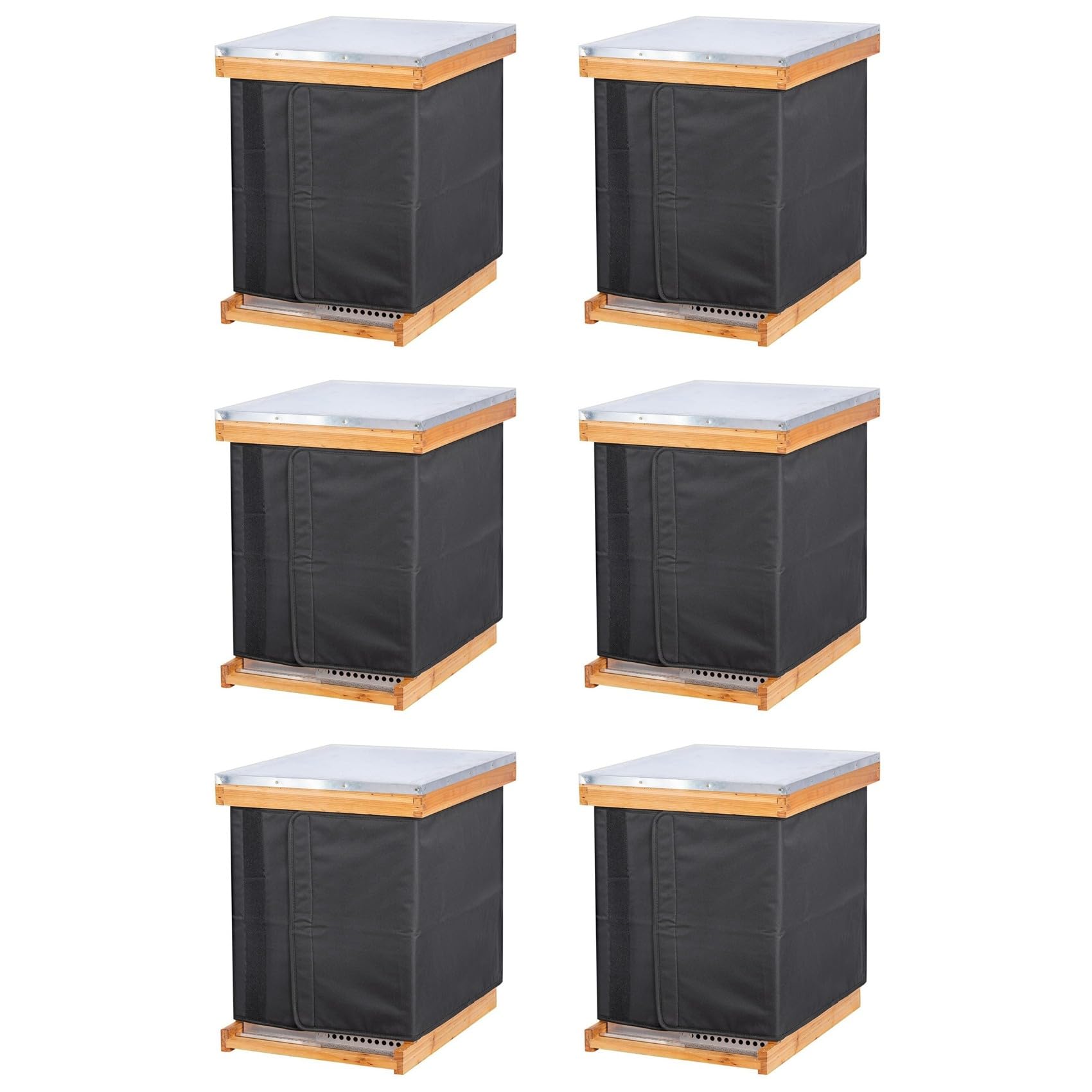 Jnchdghwa Black 6X Winter Bee Hive Wrap For 8 And 10 Frame Beehives, Oxford Cloth Adjustable Beehive Wrap, Waterproof, Windproof