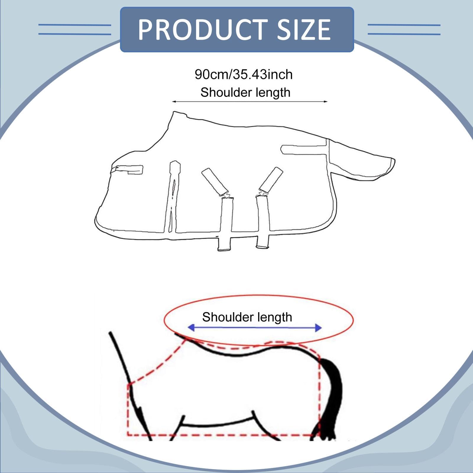 Coperta per Cavallo Traspirante Impermeabile Antivento Imbottita Tessuto Oxford Rivestimento Interno Poliestere per Mantenere Protetto Vest, 90 Cm