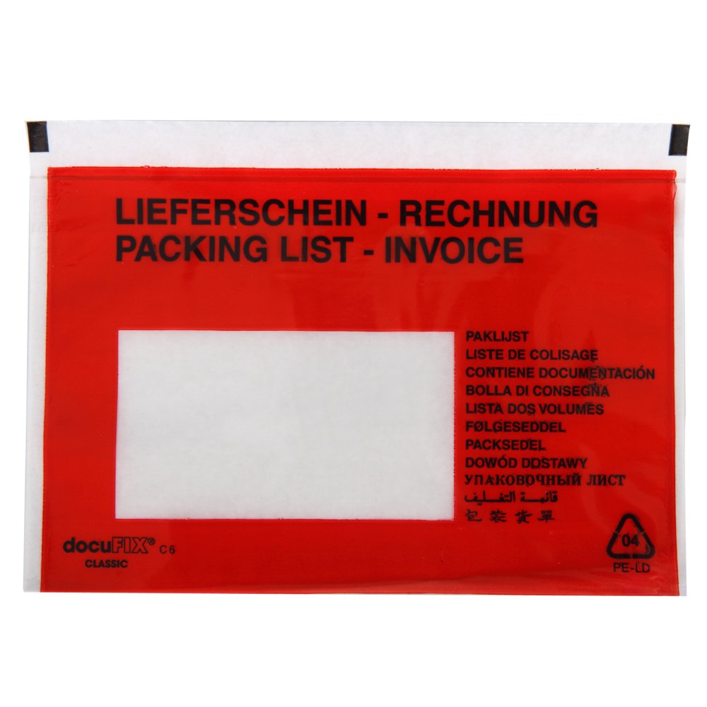 DOCUFIX Dokumententaschen *Lieferschein*, C6 175x115+20mm, 1000 Stück