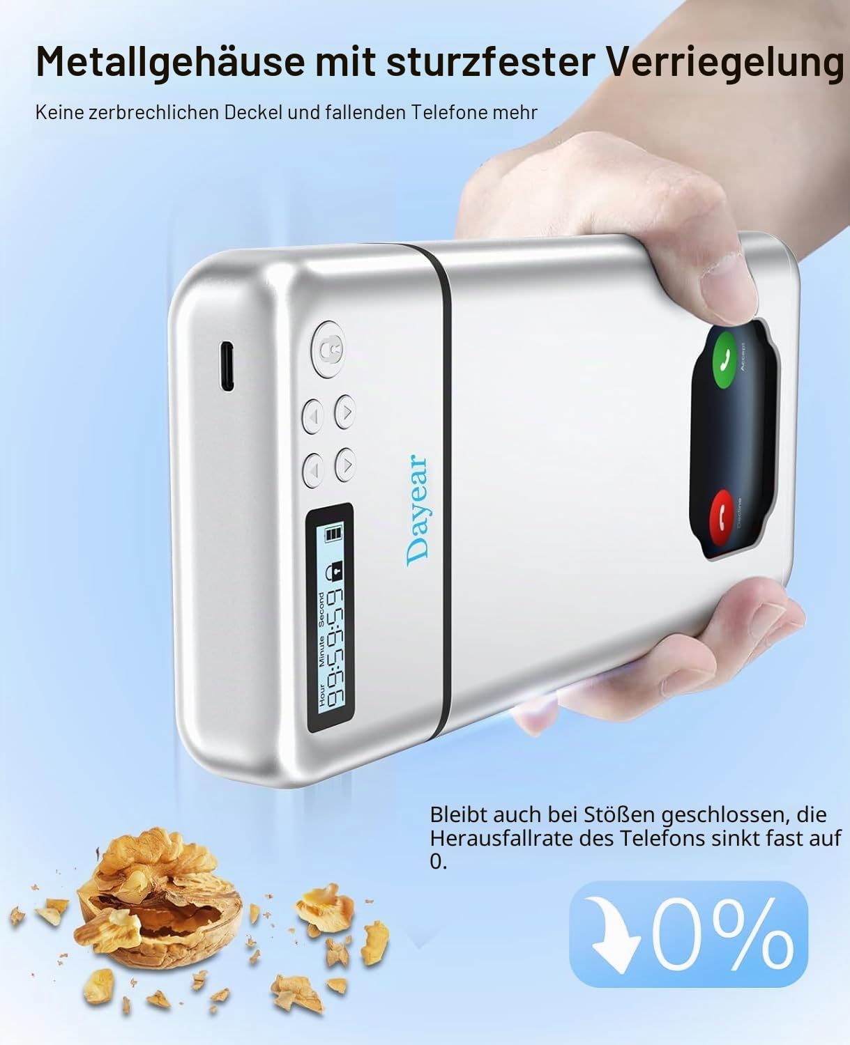 Phone Lock Box, Safe Timed Lock Box für iPhone/Android, Telefon Gefängnis mit Timer, Telefon Gefängnis Hilfe Kinder/Erwachsene Selbststeuerung/Silber