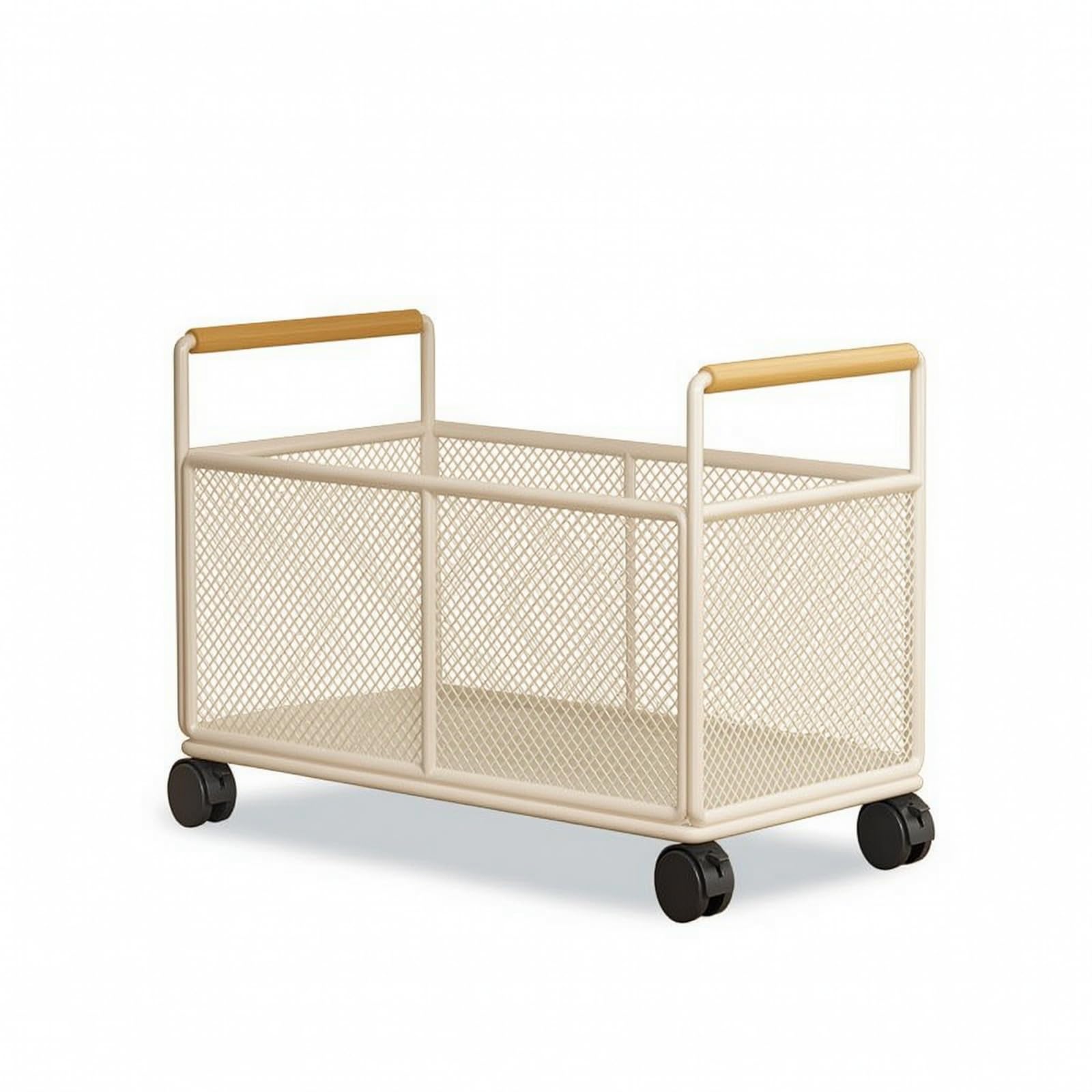 Carrello Porta Libri con Ruote Compatto Carrello Portaoggetti Multiuso Portatile Organizzatore sotto Scrivania per Soggiorno, Bianco, Grande Con Ruote