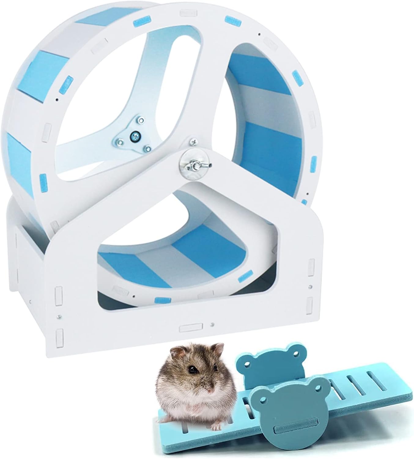 Silent Hamster Exercise Wheels,Quiet Spinner Hamster Runner with Adjustable Stand,Cute Hamster Seesaw,Cage Activity Accessories for…