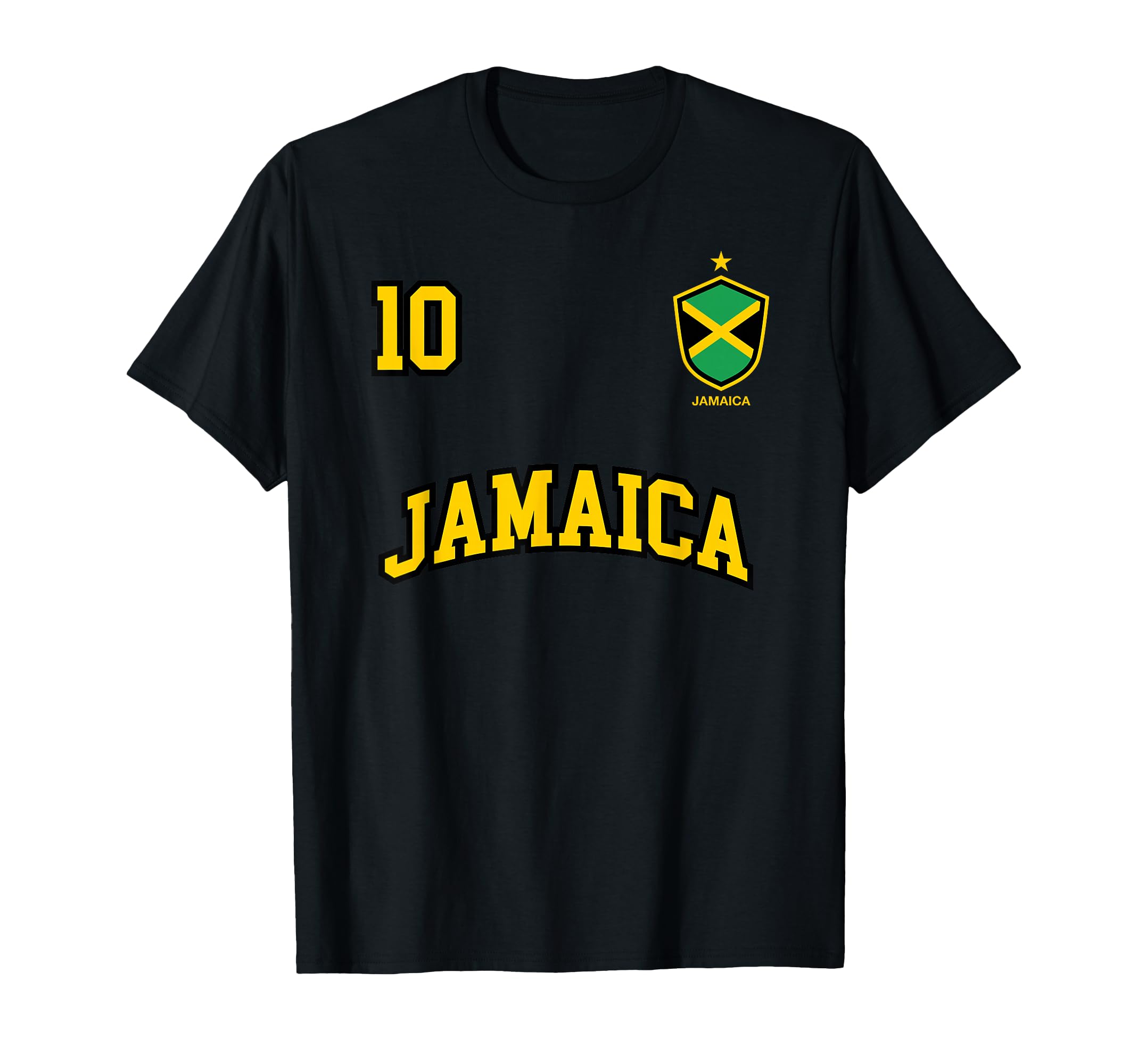 Jamaica Team Sports Number 10 Soccer Jamaican Flag T-Shirt