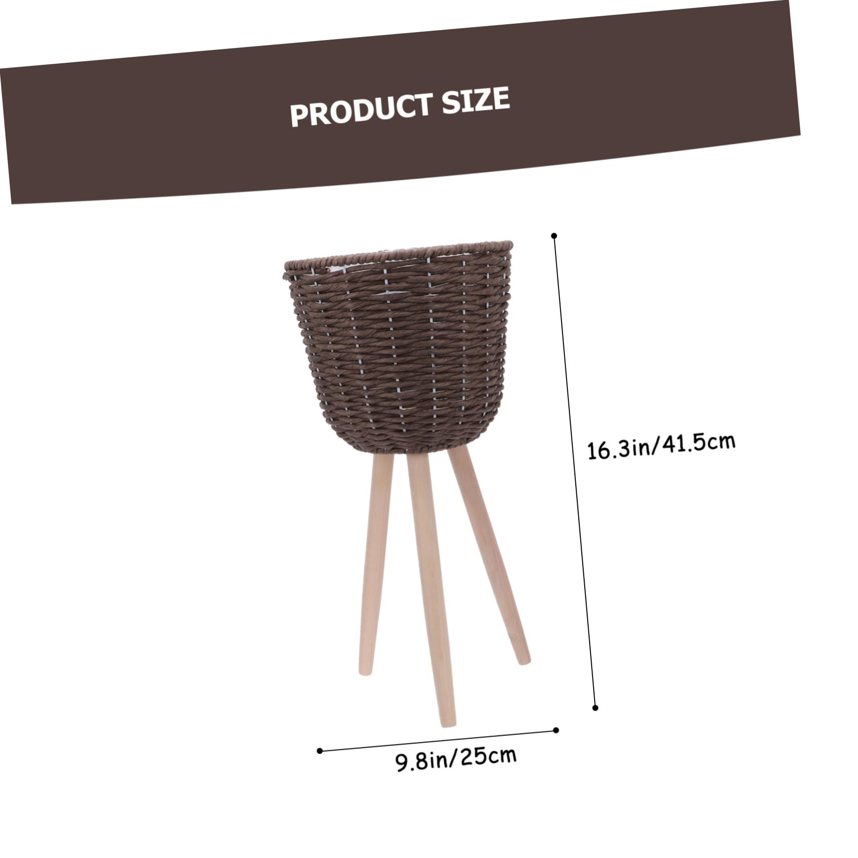 Yardwe Cestino Portapianta da Terra in Rattan e Legno con Staffa Angolare