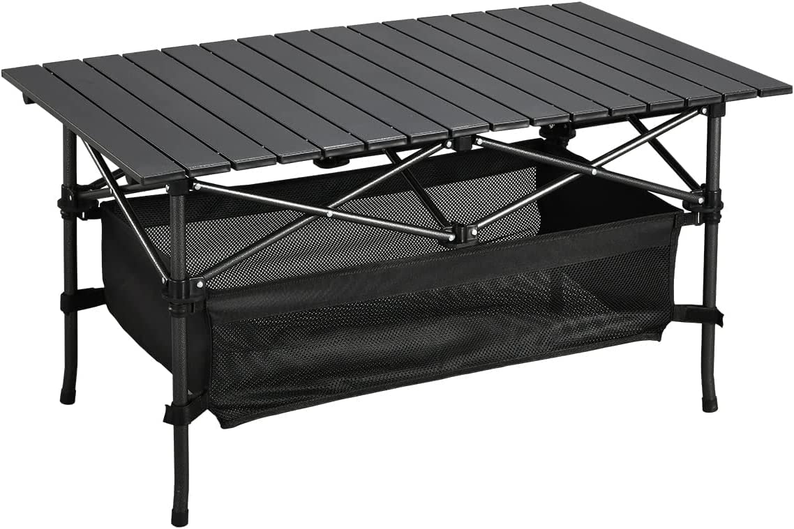 TAPIT Camping Table That Fold up Lightweight, Aluminum Folding Table Roll Up Table with Easy Carrying Bag for Indoor, Outdoor, Camping, Backyard, BBQ, Party, Patio, Beach, Picnic