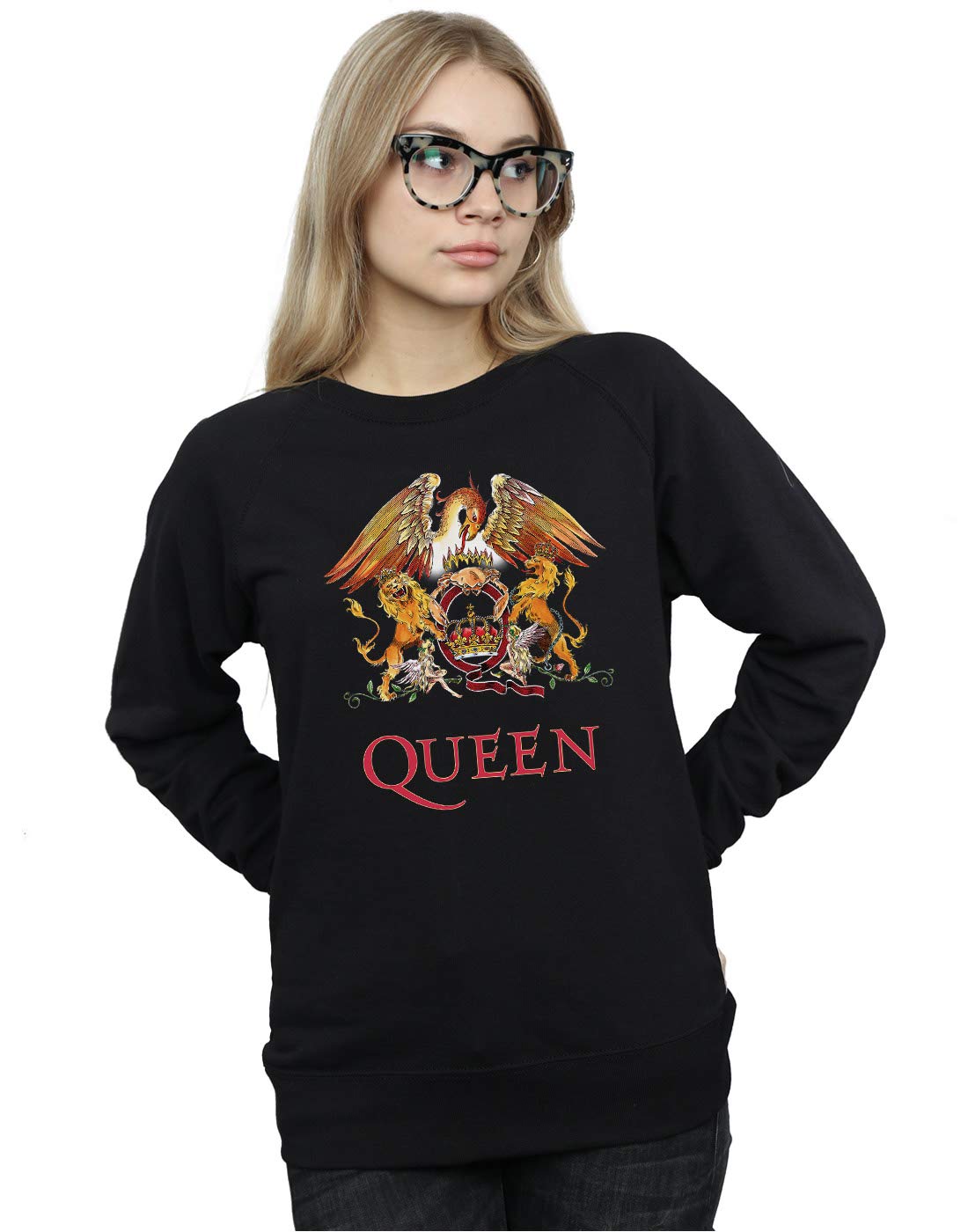 Absolute Cult Women's Black Queen Crest Logo Sweatshirt XX-Large