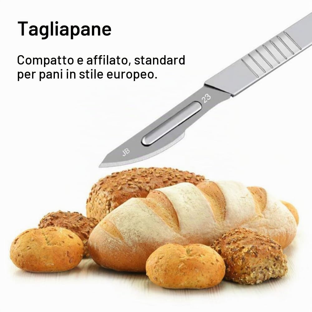 Kiuiom Coltello da Panettiere,Pane Lama di Rasoio Cutter,Coltello Da Pane Professionale con 20 Lame di Ricambio,Pezzi Taglierino per Pane per DIY Impasto,Intagliare Modelli di Pane Crudo,2+20 pcs