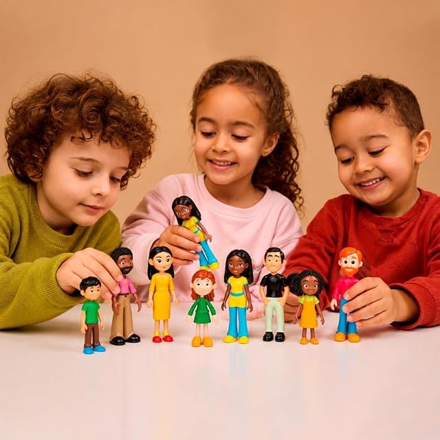 Foto 7 de 8 de Miniland Familia Diversa - Set de 9 Figuras para Juego Simbólico, Muñecos Inclusivos para Casa de Muñecas…