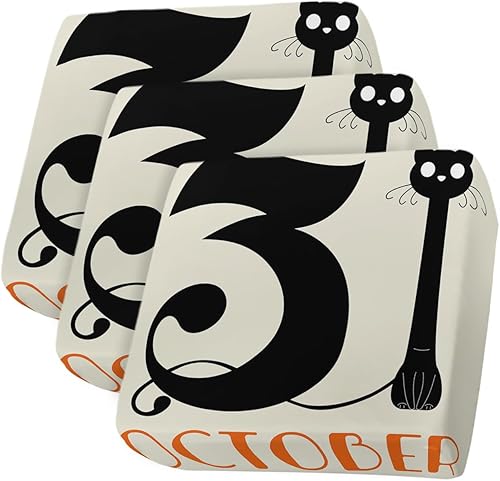 Miniatura 1 de Fundas de cojín para sofá de Halloween, funda elástica para sofá con parte inferior elástica, 31 de octubre, diseño de gato de terror, color negro y