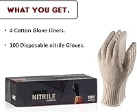 Vista 2 de Juego de 4 guantes de algodón lavables y 100 guantes desechables de nitrilo, sin látex ni polvo para la barbacoa