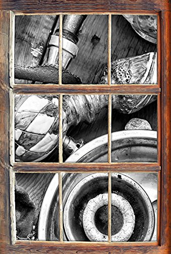 Stil.Zeit Monocrome, Orientalische Shisha Aprikose Fenster im 3D-Look, Wand- oder Türaufkleber Format: 92x62cm…
