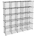 KOUSI DIY Wire Cube Storage, Modular Metal Shelf, Cubby Shelving, Stackable Grid Organizer, 25 Cube, Black