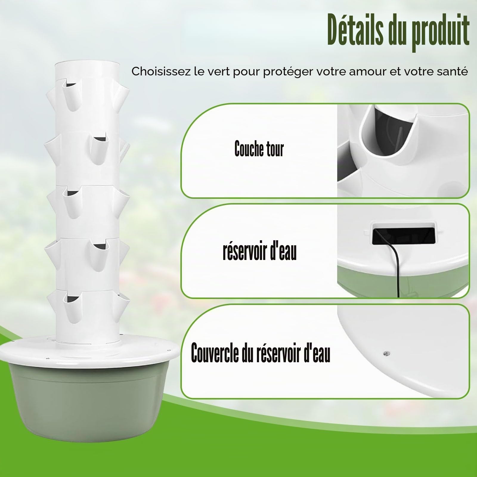 Tour Aéroponique Et Système Hydroponique Vertical Intérieur 5/7/9 étages, Kit De Culture Hydroponique Automatique pour Potager Vertical Et Jardin Intelligent Intérieur(9th Floor)