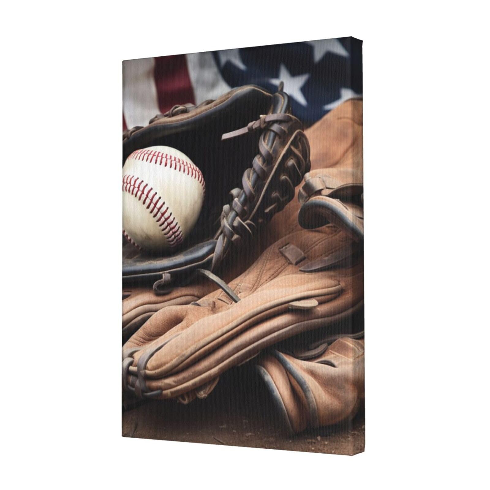 FodPand Baseball Equipment Canvas Wall Art for Living Room Wall Decor 12"x18" Modern Artwork Painting Pictures Hanging Canvas Prints Aesthetic Wall Art for Bedroom Bathroom Office Wallart Decor