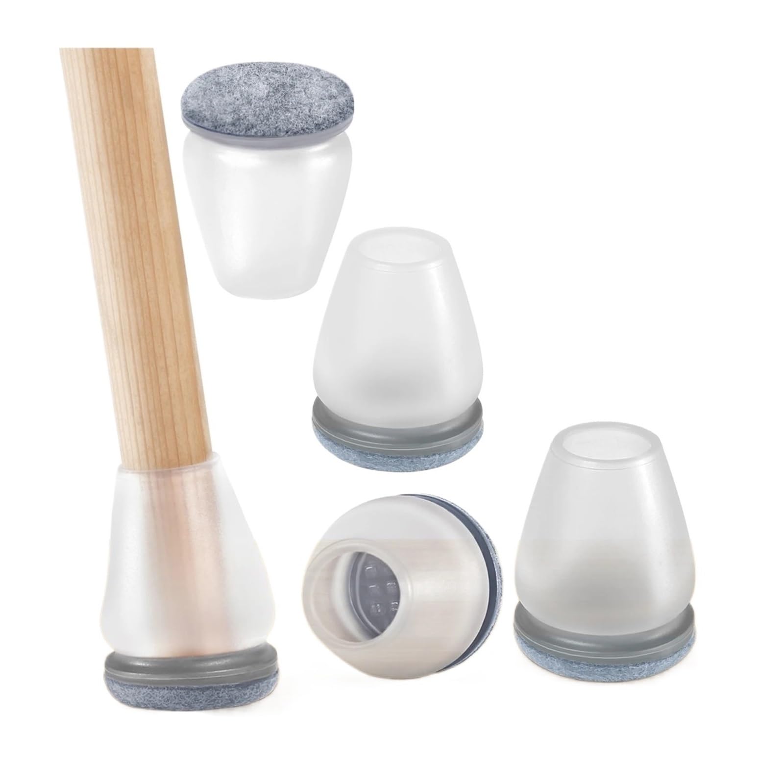 8 Protectores de Suelo for Patas de Silla Grises con Almohadillas de Fieltro Gruesas, de Silicona, for Proteger los pies de Las mesas y los Muebles.(Brushed Silver)