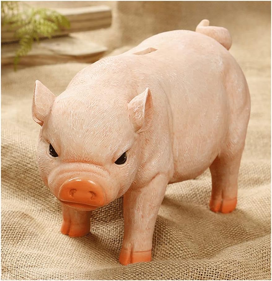 貯金箱、貯蓄コイン銀行、子供のための貯金箱貯金箱クリエイティブシミュレーション樹脂豚コイン貯金箱誕生日ギフトおもちゃかわいい動物貯金  セラミック貯金箱, シミュレーション樹脂豚コイン貯金箱 豚の貯金箱 横