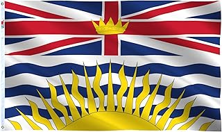 Canadian Province British Columbia Flag 3x6 Ft Large-Both Sided Printed 150D Polyester Canada BC State Banner 36” x 72 “ Decor Garden House Decoration Yard Gift